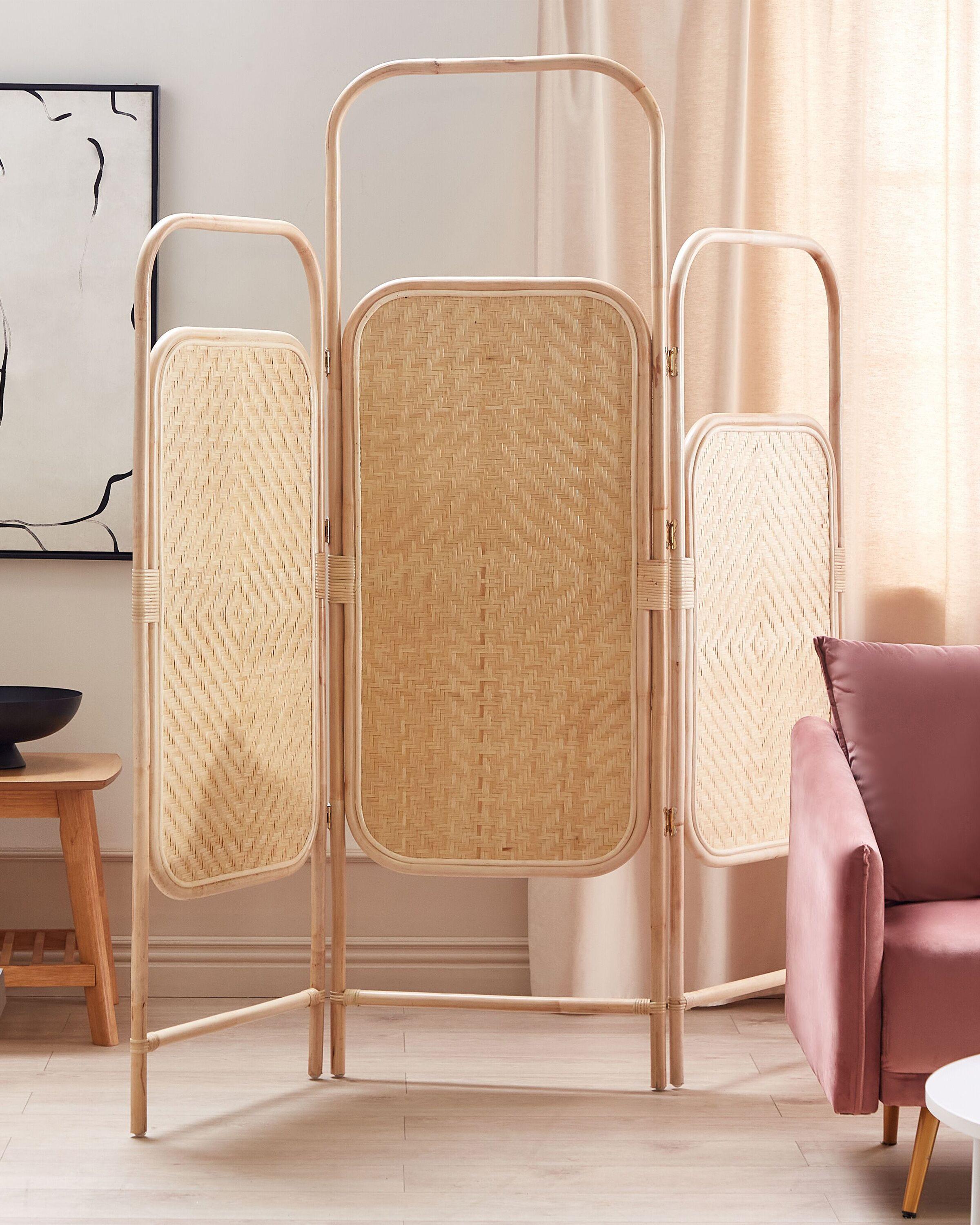 Beliani Raumteiler 3-teilig aus Rattan Boho CARPI  