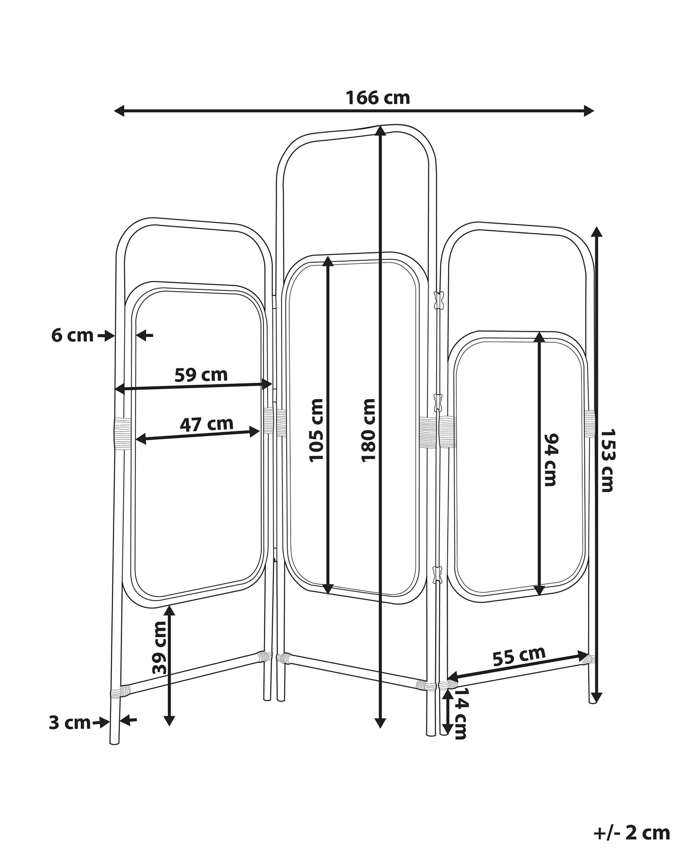 Beliani Divisorio per ambienti a 3 pannelli en Rattan Boho CARPI  