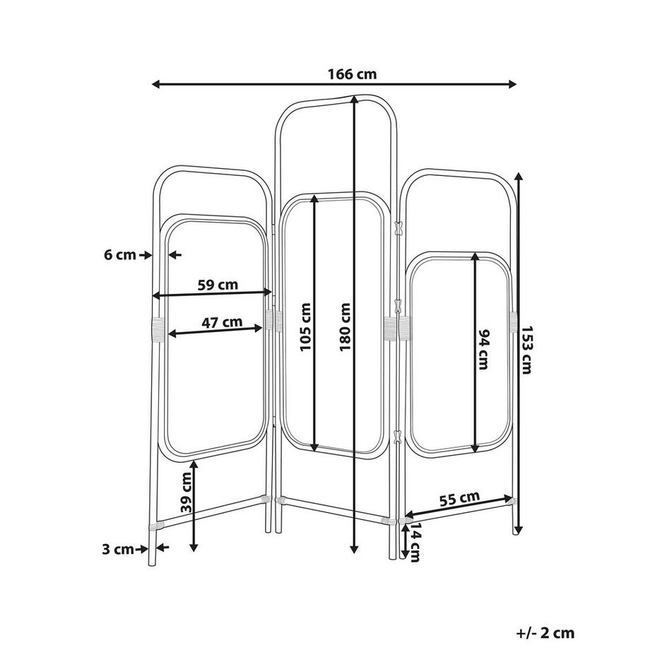 Beliani Séparateur de pièce à 3 panneaux en Rotin Boho CARPI  