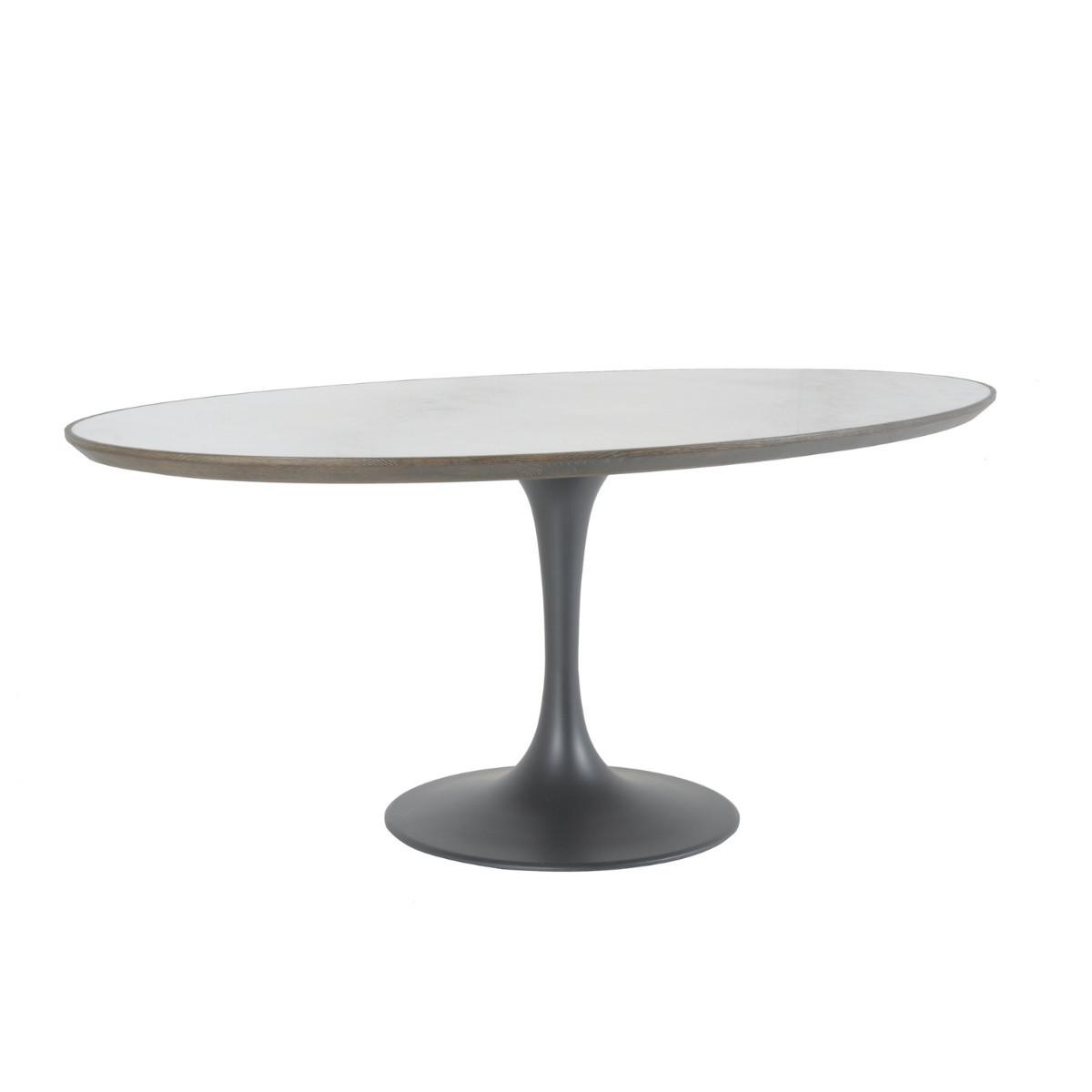 Calicosy Table de salle à manger ovale en marbre blanc L180 cm - TULIPE  