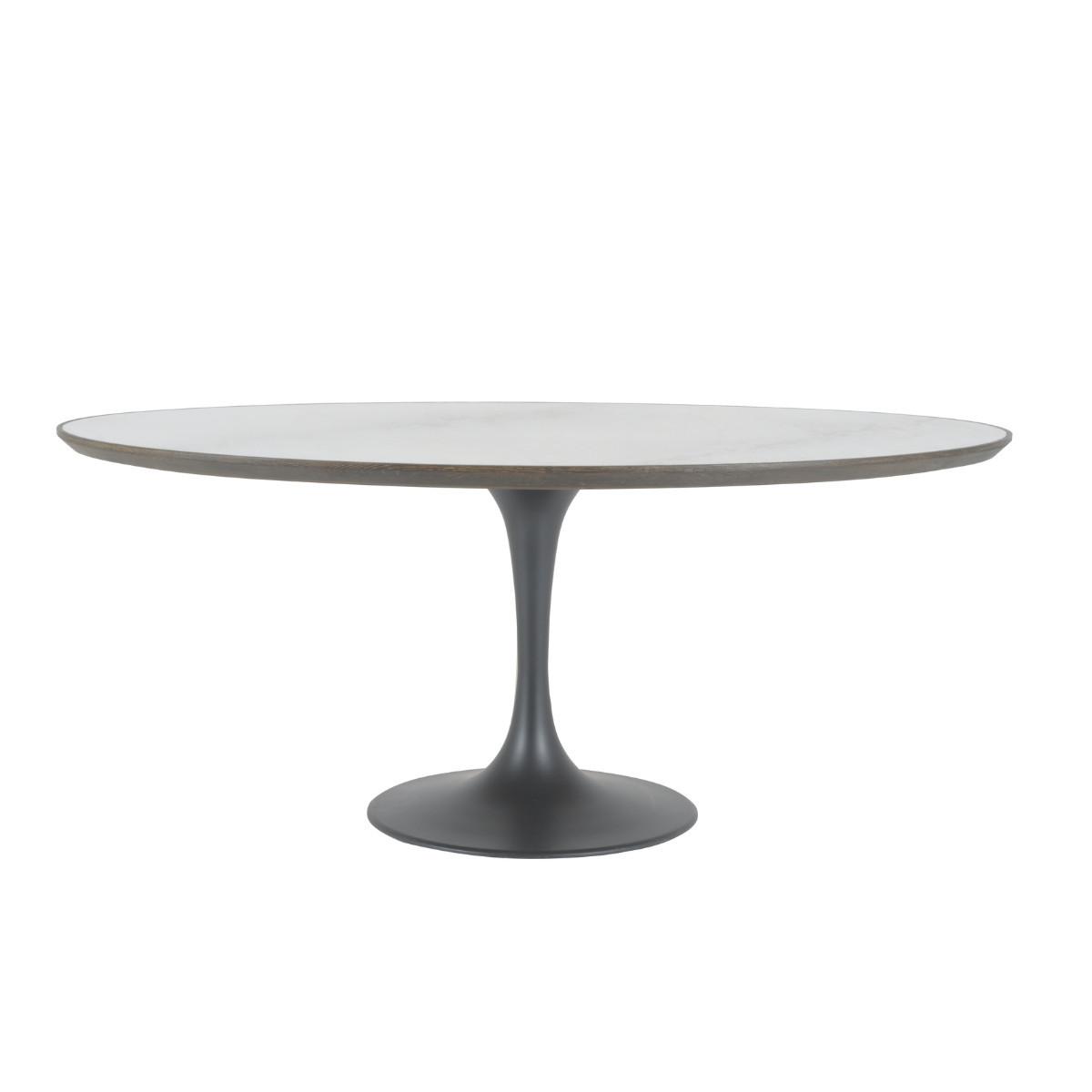 Calicosy Table de salle à manger ovale en marbre blanc L180 cm - TULIPE  