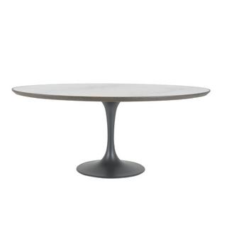 Calicosy Table de salle à manger ovale en marbre blanc L180 cm - TULIPE  