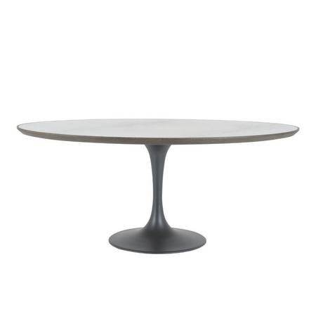 Calicosy Table de salle à manger ovale en marbre blanc L180 cm - TULIPE  