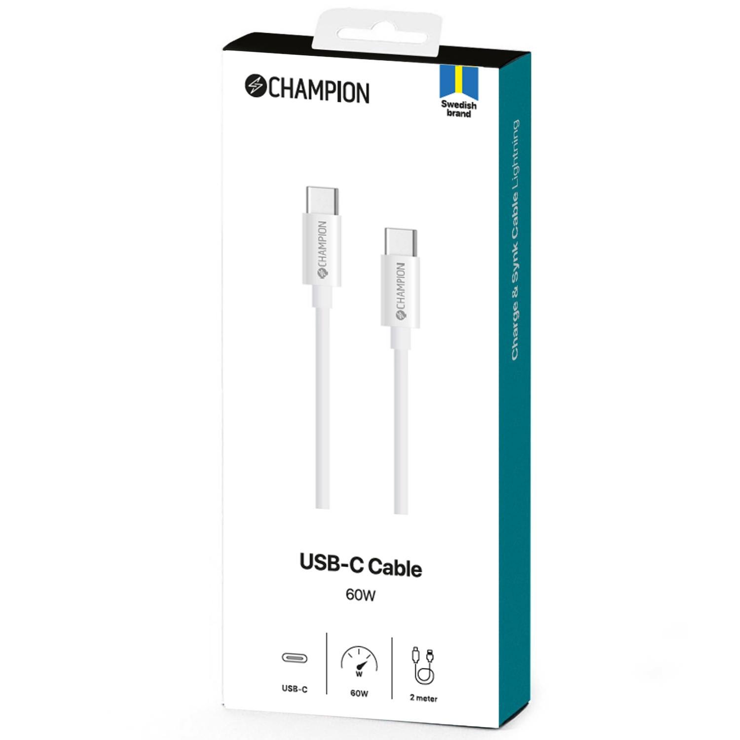 Champion  USB-C-Kabel 60 W 2 m Weiß 