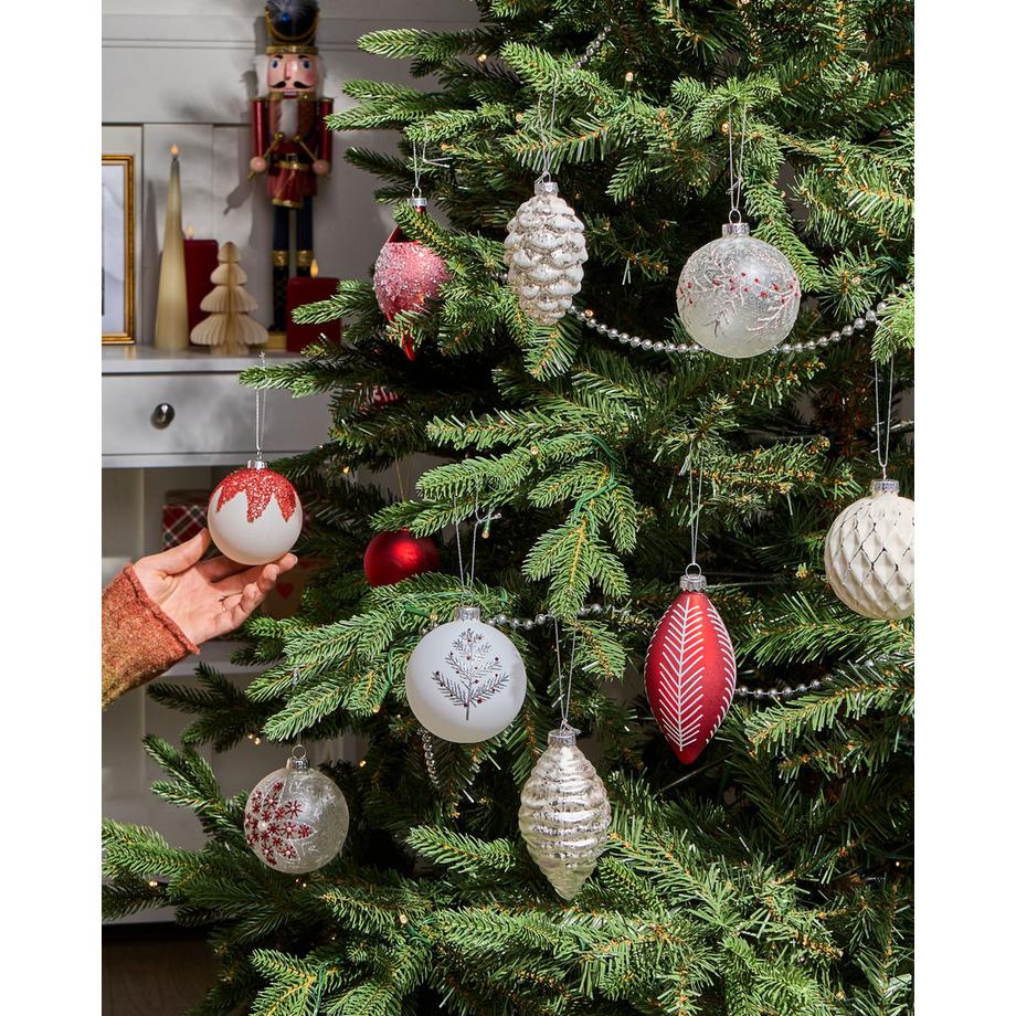 Beliani Set di 50 palline decorative en Vetro Glamour SNOWFLAKE  