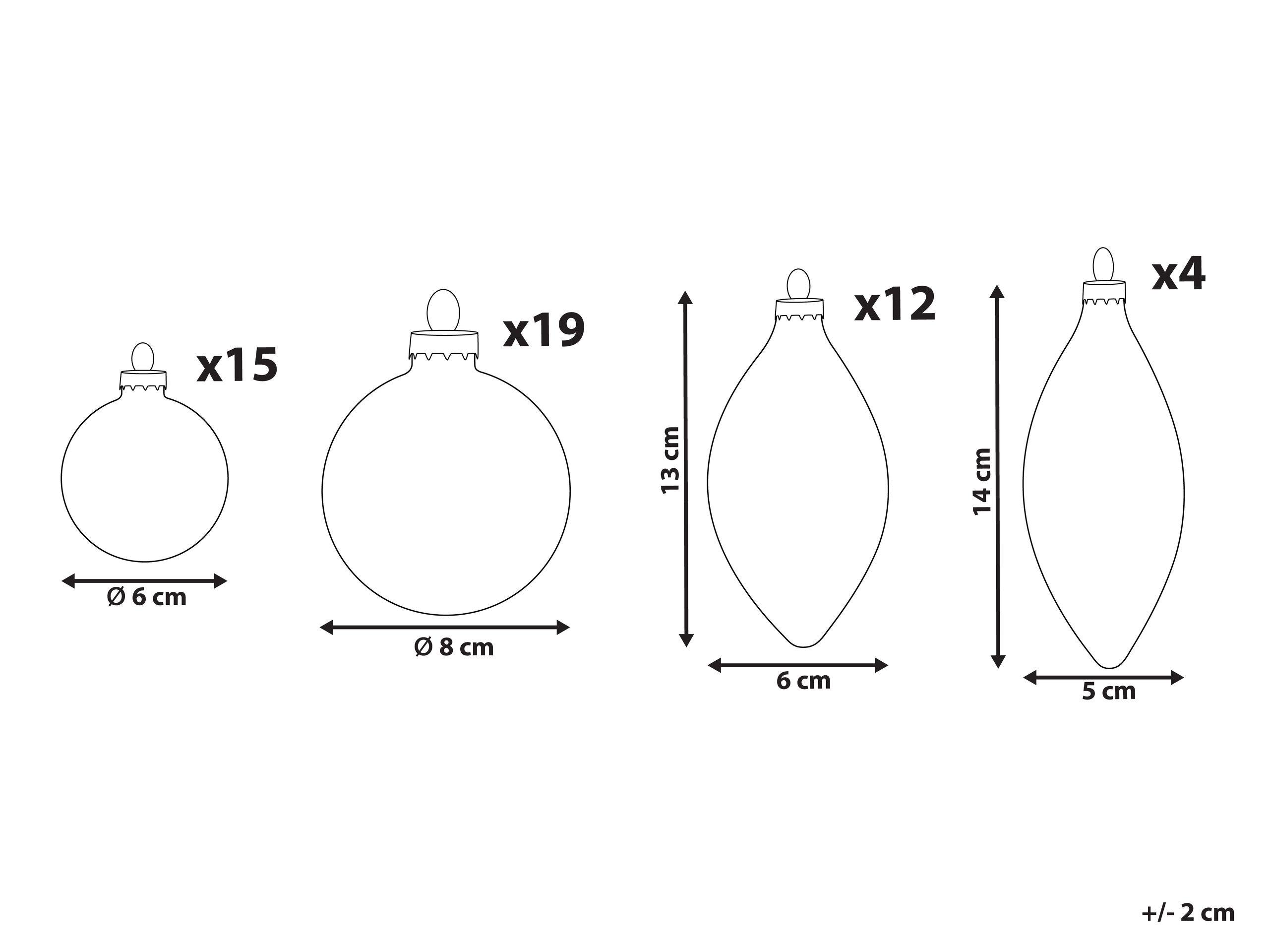 Beliani Lot de 50 boules en Verre Glamour SNOWFLAKE  