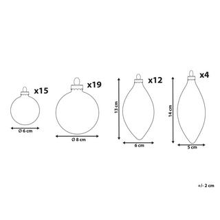 Beliani Lot de 50 boules en Verre Glamour SNOWFLAKE  