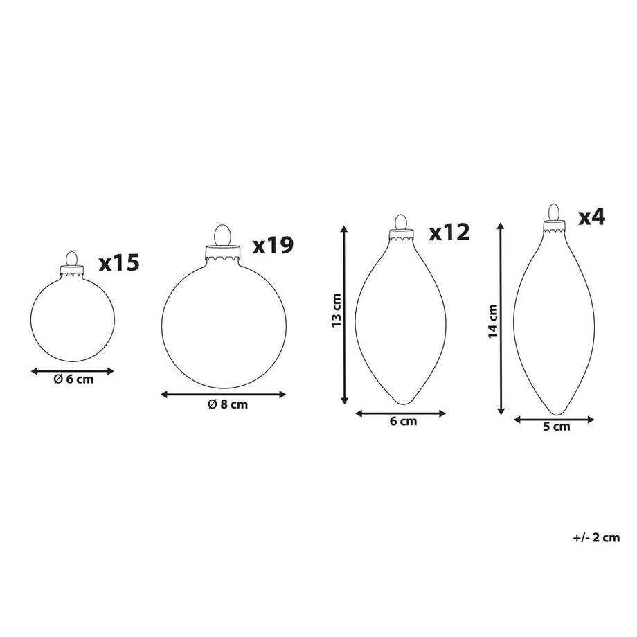 Beliani Set di 50 palline decorative en Vetro Glamour SNOWFLAKE  