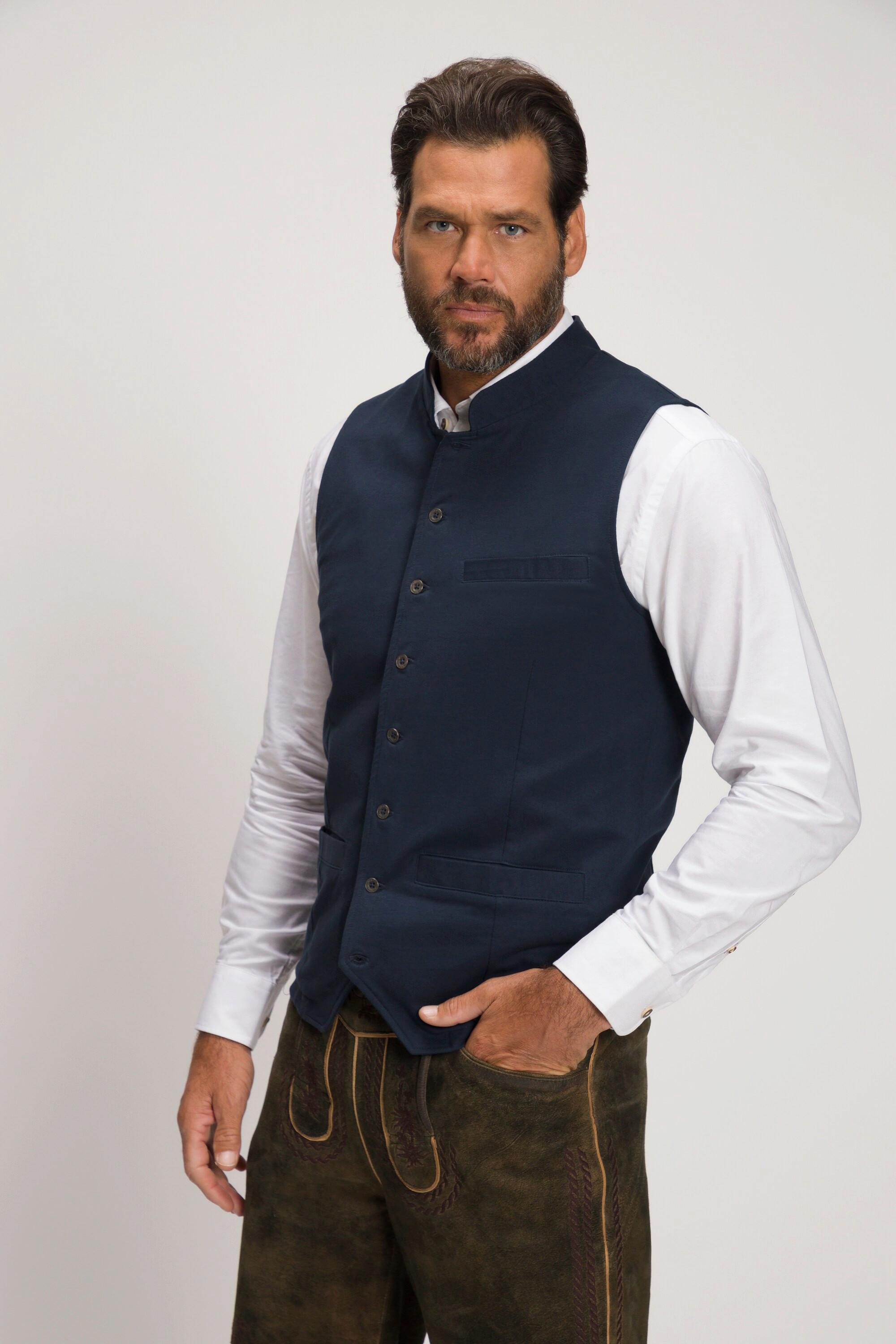 JP1880  Gilet en molleton, style traditionnel bavarois. Col droit et broderie 