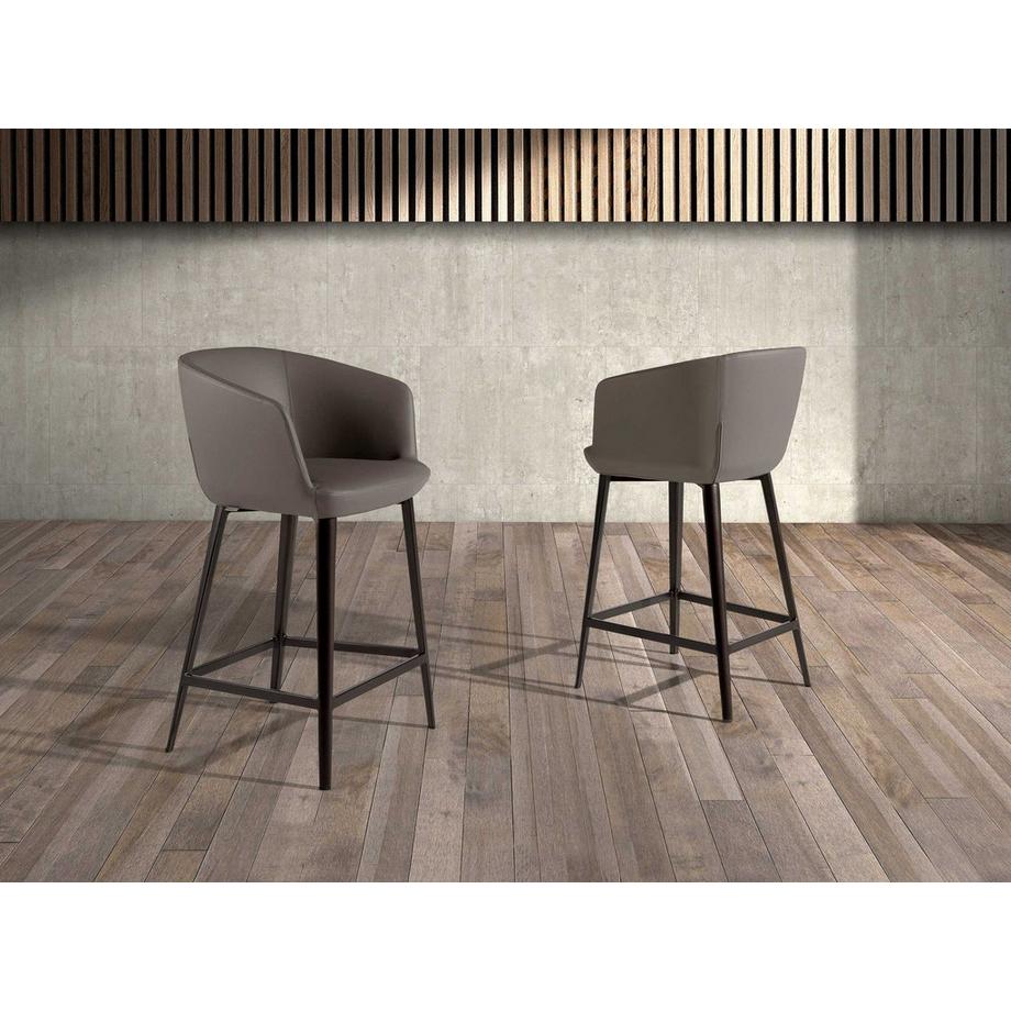 ANGEL CERDA Grauer Kunstlederhocker  