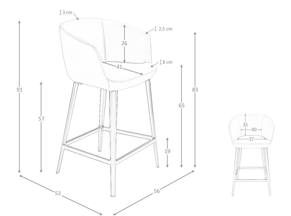 ANGEL CERDA Tabouret en similie cuir gris  