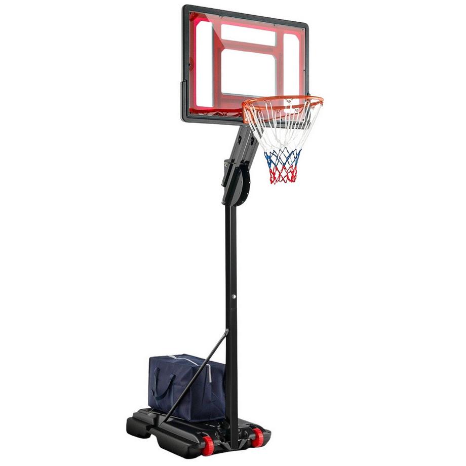 Northix  Höhenverstellbarer Basketballständer Basketballkorb mit Ständer & 2 Rädern 105-260 cm Schwarz 
