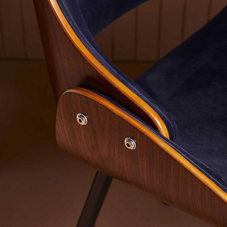 Calicosy Chaise finition noyer avec assise en velours - Mannix  