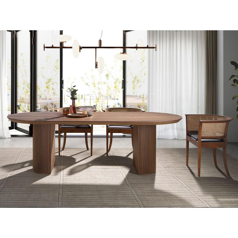 ANGEL CERDA Table à manger demi-pointe ovale noyer  