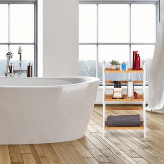 Northix Étagère de salle de bain en bambou blanc et naturel  