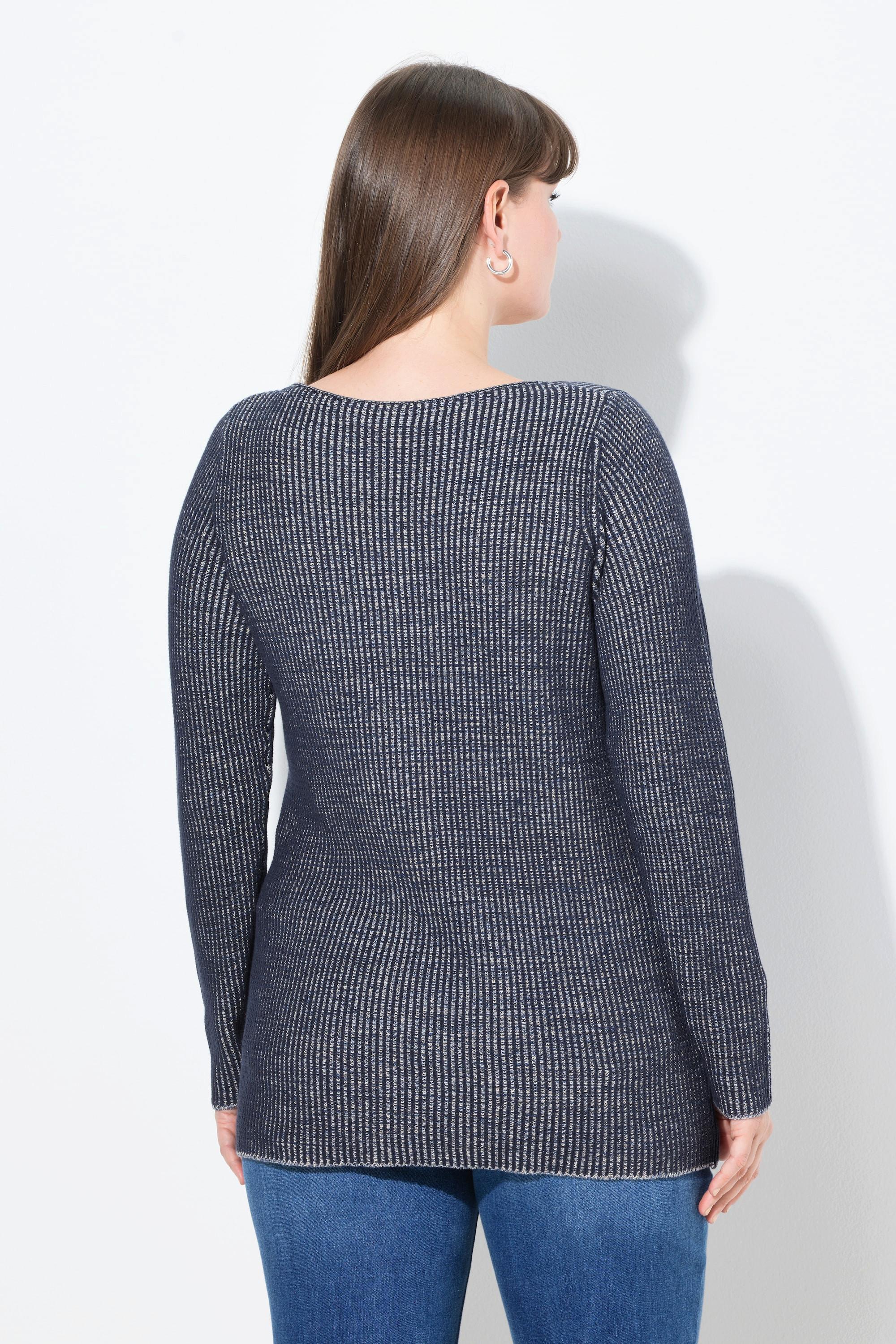 Ulla Popken Pull Encolure Bateau Manches Longues Coton Bio  