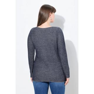 Ulla Popken Pull Encolure Bateau Manches Longues Coton Bio  