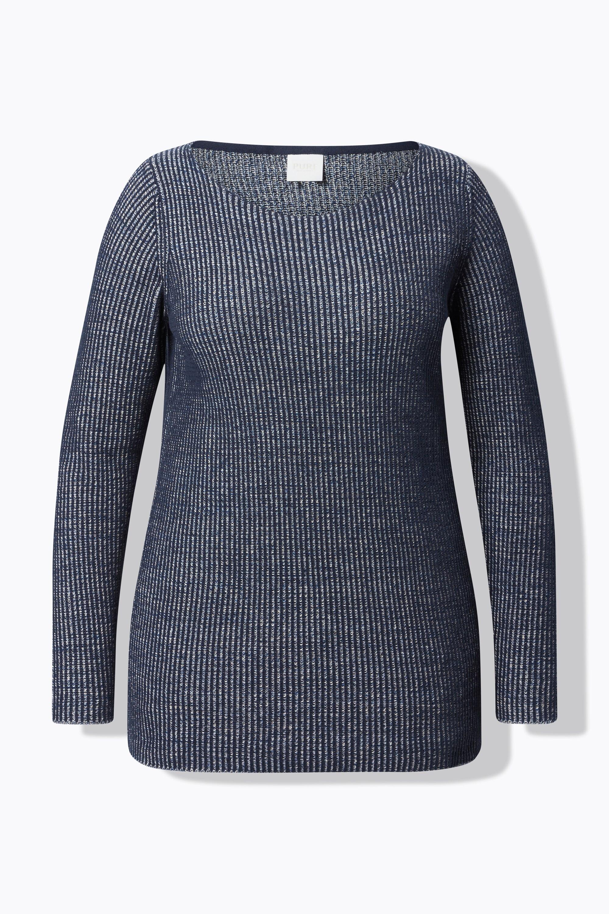 Ulla Popken Pull Encolure Bateau Manches Longues Coton Bio  