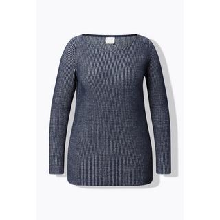 Ulla Popken Pull Encolure Bateau Manches Longues Coton Bio  