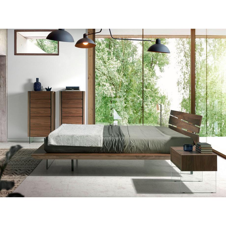 ANGEL CERDA Chiffonnier noyer et verre trempé  