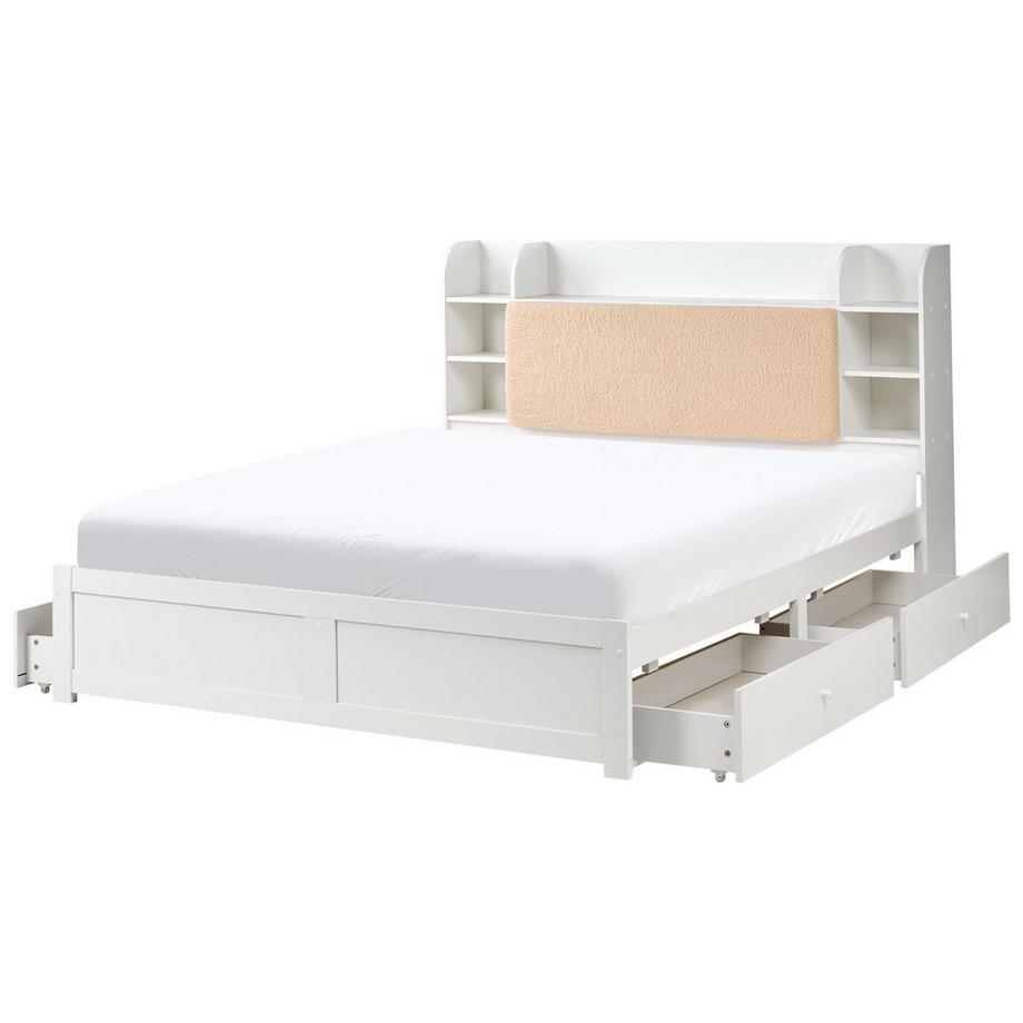 Beliani Lit avec tiroirs de rangement en MDF Scandinave BIZOU  