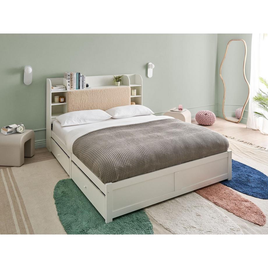 Beliani Lit avec tiroirs de rangement en MDF Scandinave BIZOU  