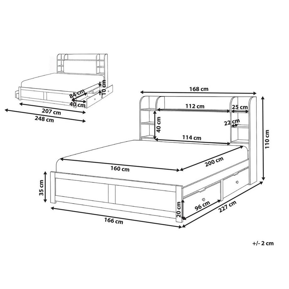 Beliani Lit avec tiroirs de rangement en MDF Scandinave BIZOU  