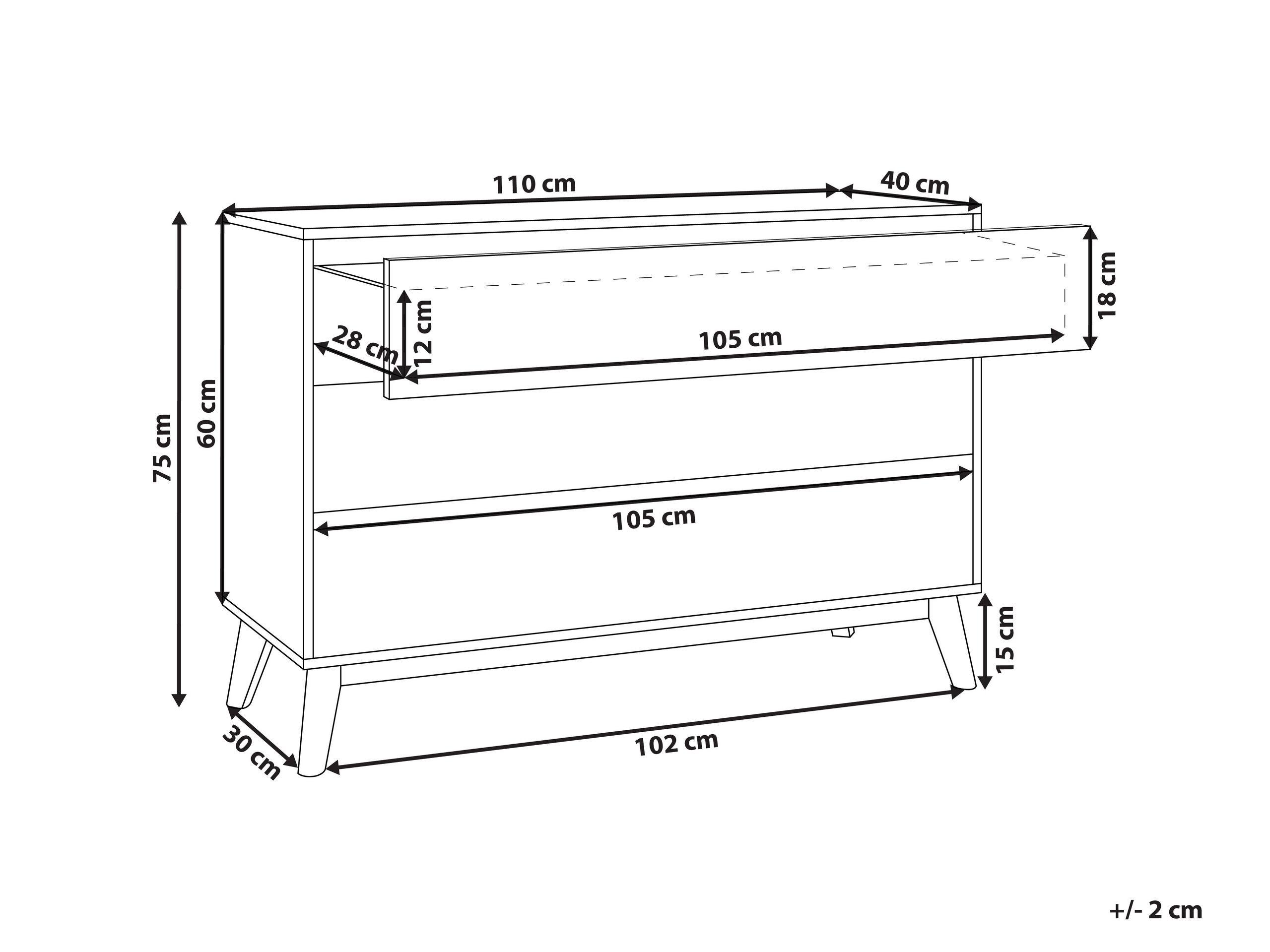 Beliani Commode à 3 tiroirs en Panneau de particules de bois Traditionnel SARDIS  
