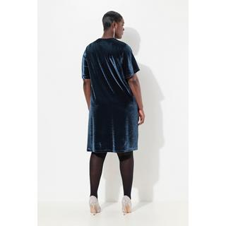 Ulla Popken Abito in velluto A-line Keyhole Girocollo Mezza Manica  