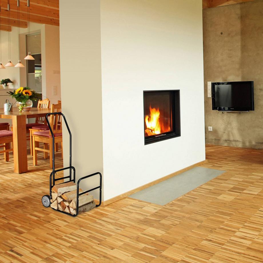 B2X Carrello per legna da ardere con cesto per legna da ardere  