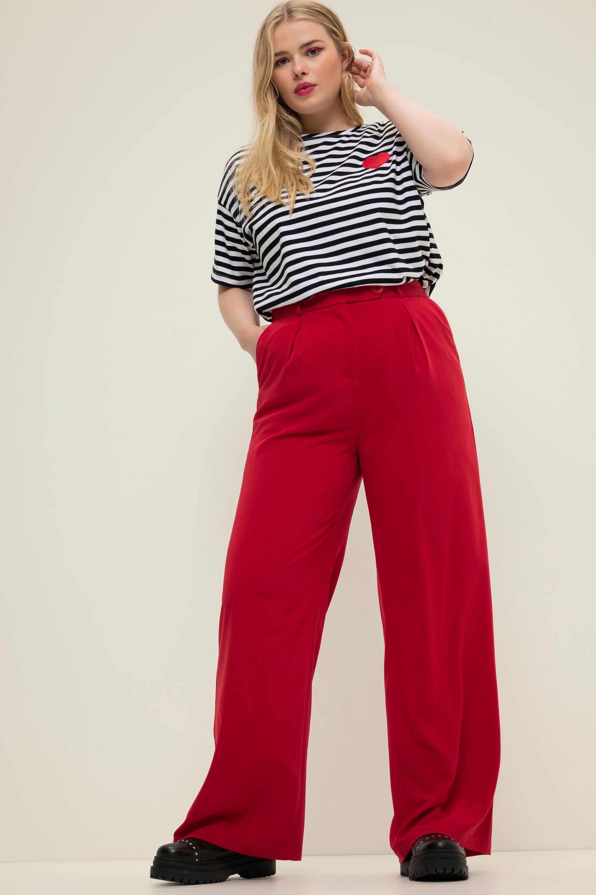 Studio Untold  Pantalon à taille haute et jambe large. Pinces, taille partiellement élastique 