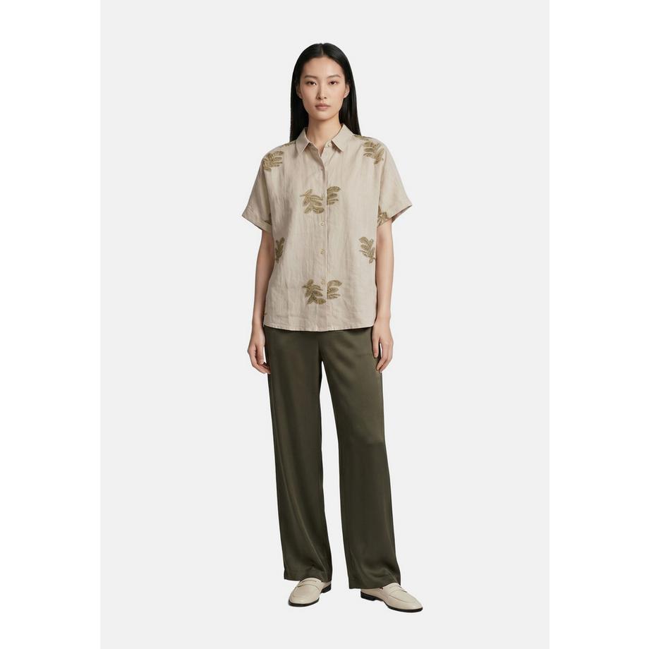 Roberta Rossi Camicia maniche corte con stampa foglie  