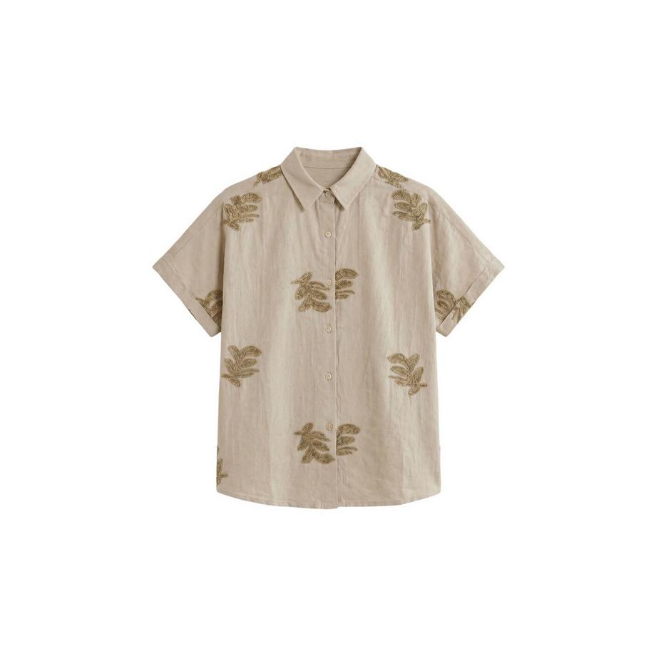Roberta Rossi Camicia maniche corte con stampa foglie  