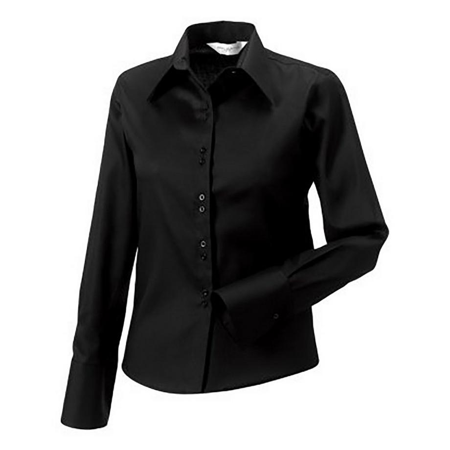 Russell Collection Langarm Bügelfreie Bluse  