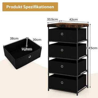 Northix Table de chevet avec tiroirs en tissu et meuble de rangement avec structure en métal noir  