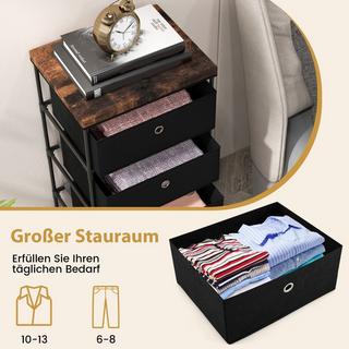 Northix Table de chevet avec tiroirs en tissu et meuble de rangement avec structure en métal noir  