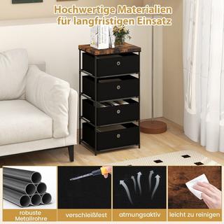 Northix Table de chevet avec tiroirs en tissu et meuble de rangement avec structure en métal noir  