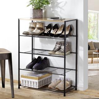 Calicosy Etagère à chaussures 5 niveaux en métal noir  