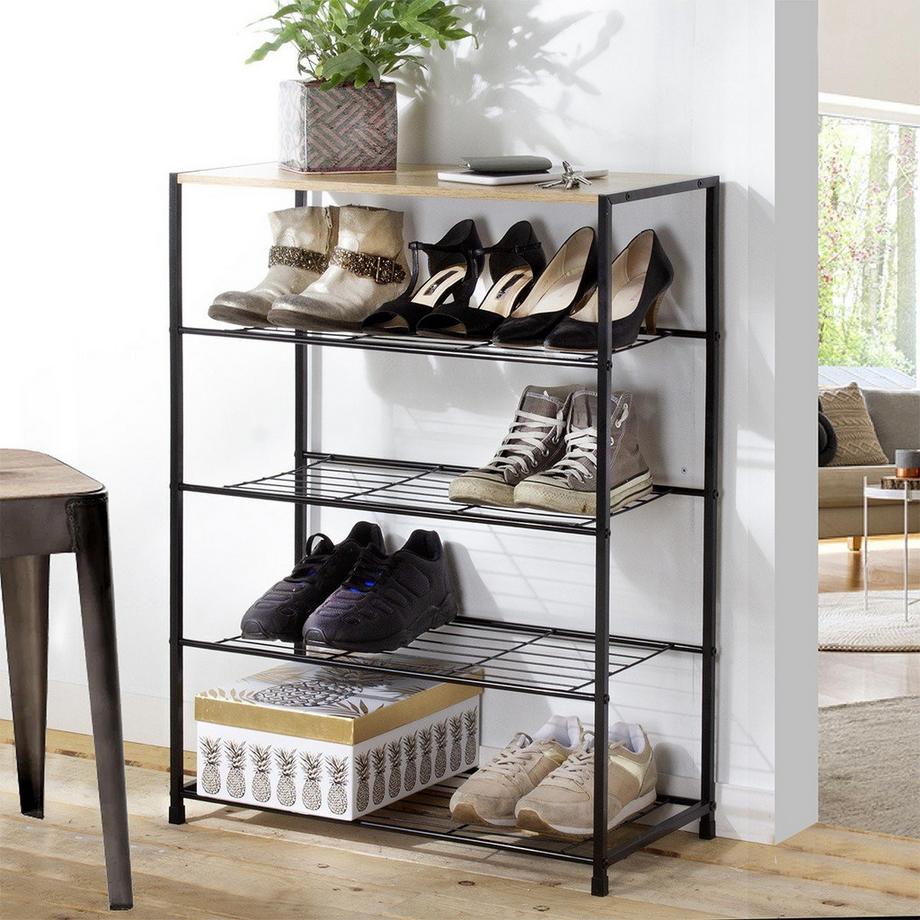 Calicosy Scarpiera a 5 livelli in metallo nero  