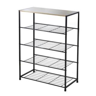 Calicosy Etagère à chaussures 5 niveaux en métal noir  