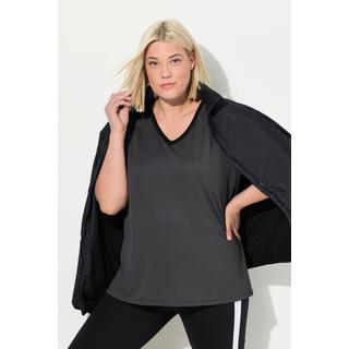 Ulla Popken  T-shirt de sport, séchage rapide, col en V et manches courtes 