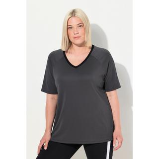 Ulla Popken  T-shirt de sport, séchage rapide, col en V et manches courtes 