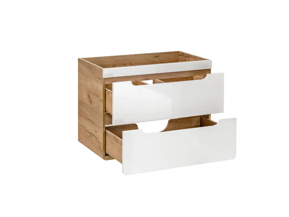 Vente-unique Mobile per bagno sospeso con lavabo da incasso e due colonne 80 cm Naturale e Bianco - ARUBA  