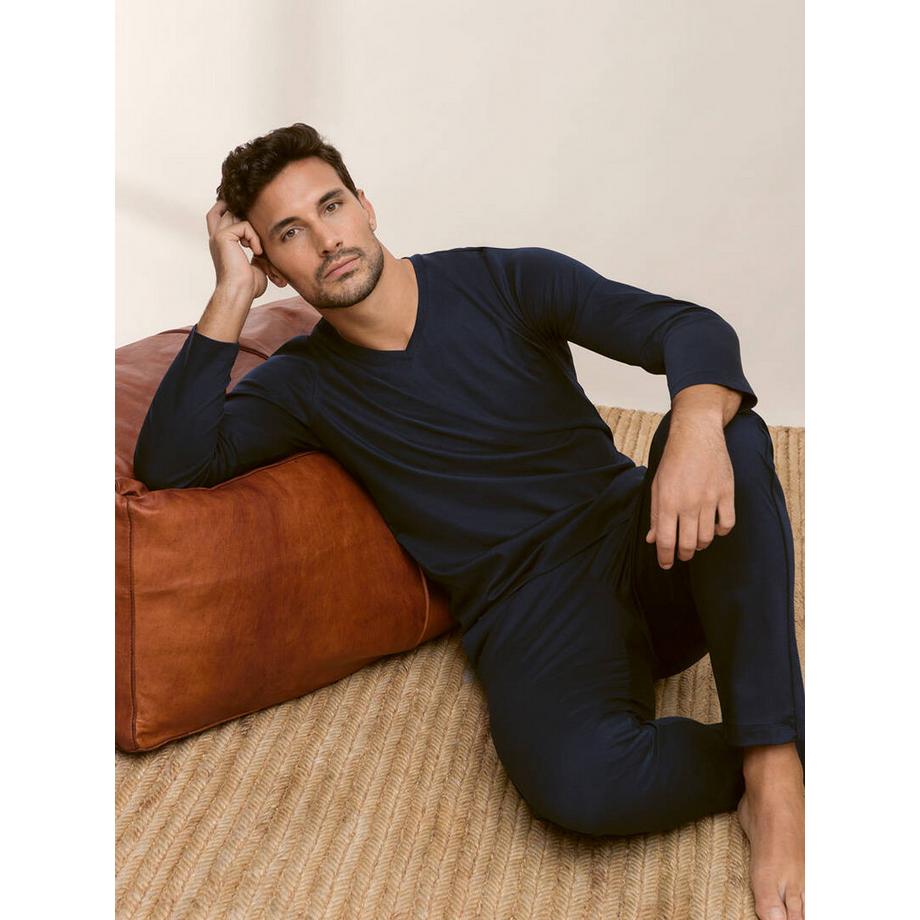 HANRO Night Selection Langarm V-Ausschnitt Pyjama  