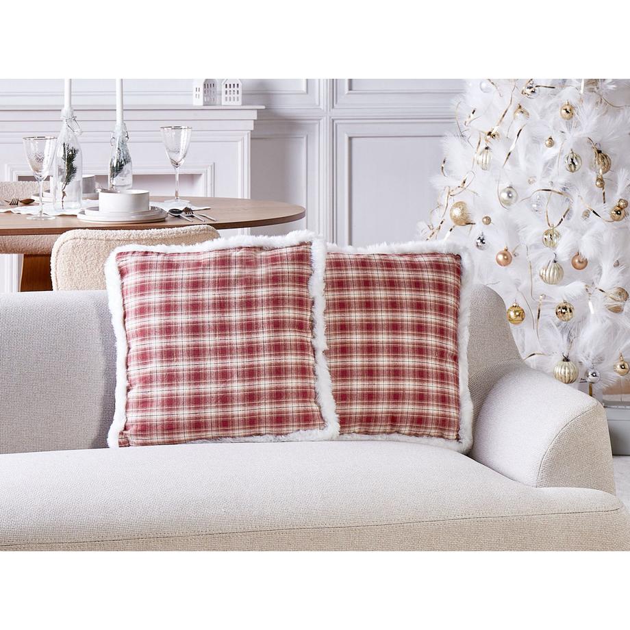 Beliani Dekokissen 2er Set aus Polyester Rustikal BROOKIES  