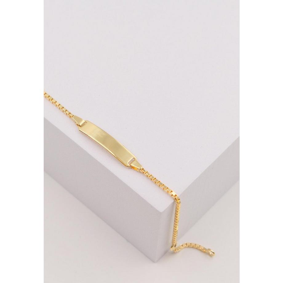 MUAU Schmuck  Bébé Bracelet Venezianer Gelbgold 750, 16cm Gravurplatte 1.4cm 