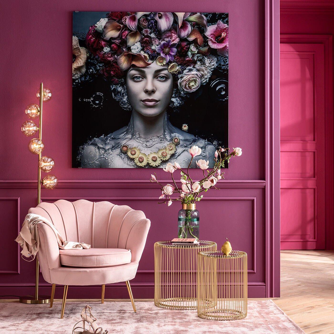 KARE Design Bild Glas Flower Art Lady 120x120cm  