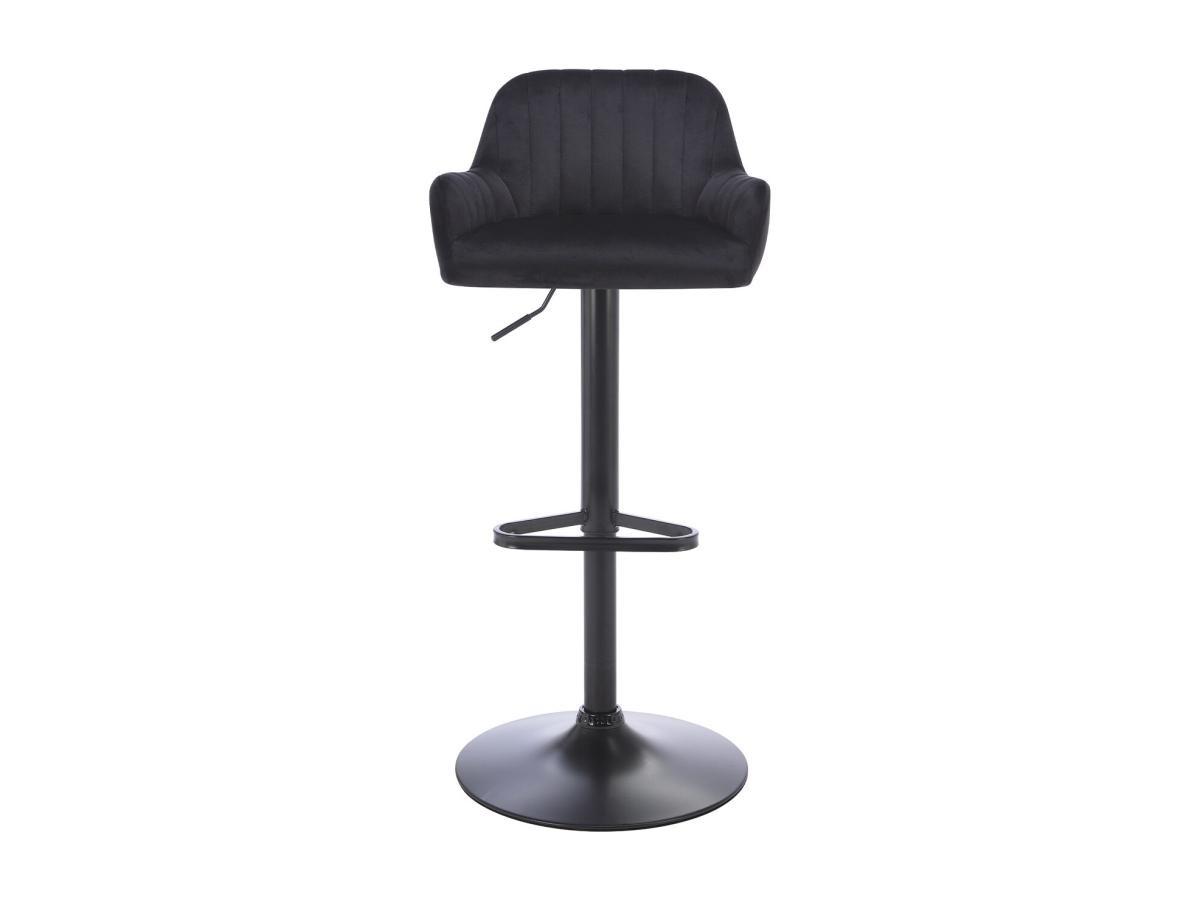 Vente-unique Tabouret de bar en velours et métal - Hauteur réglable - Noir - ELEANA  