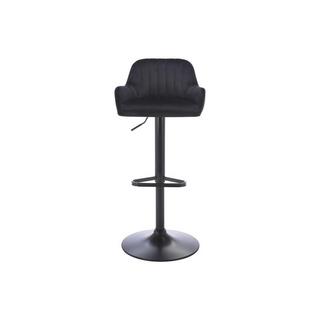 Vente-unique Tabouret de bar en velours et métal - Hauteur réglable - Noir - ELEANA  