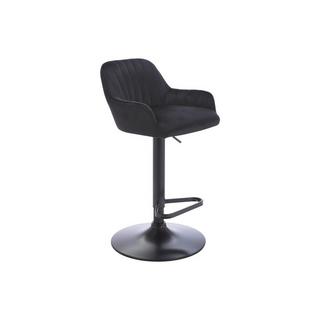 Vente-unique Tabouret de bar en velours et métal - Hauteur réglable - Noir - ELEANA  